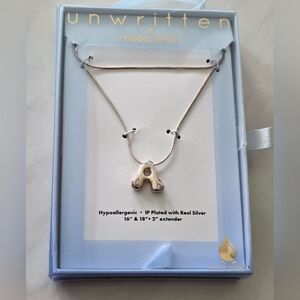 Unwritten Women Silver Letter A Name Initial Necklace New